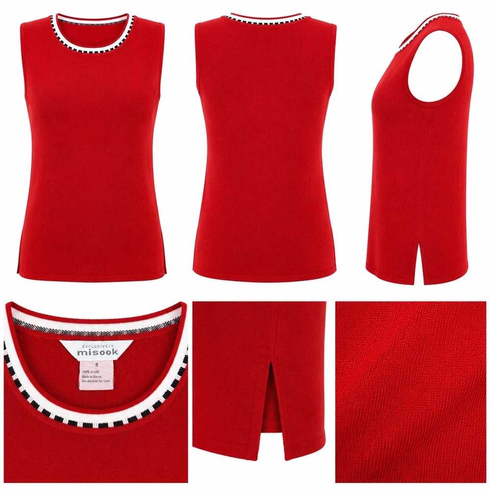 Exclusively Misook Knit Shell Women S Red Sleeveless Tank Top Elevated Basic
